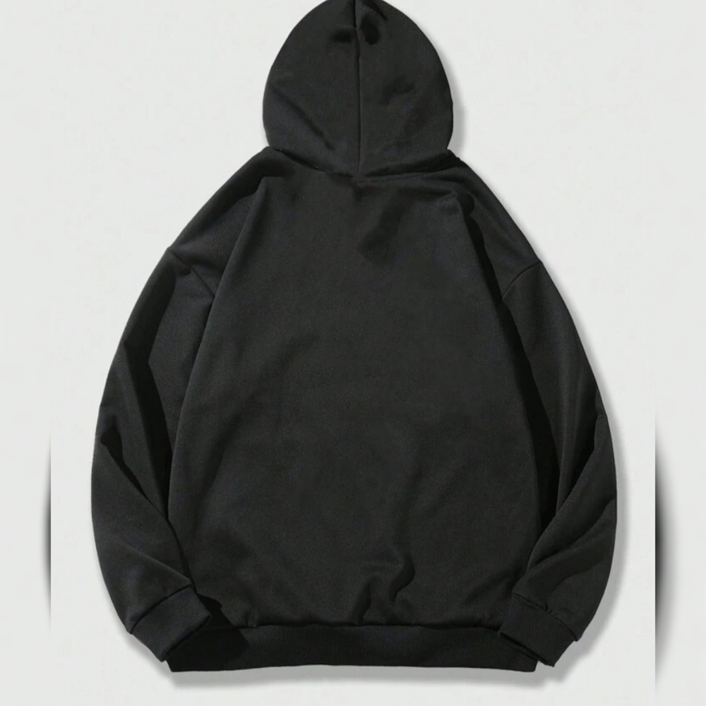 ROMWE Grunge Portrait Hoodie - Black Oversized Streetwear Sweatshirt - Small - Picture 2 of 6